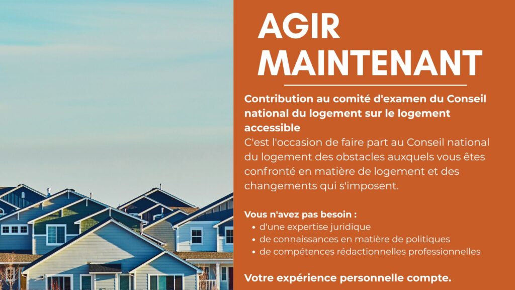 Le Conseil national du logement sollicite l’avis du public sur le logement accessible au Canada. Guide à l'intention des personnes atteintes de la sensibilité chimique multiple (SCM)