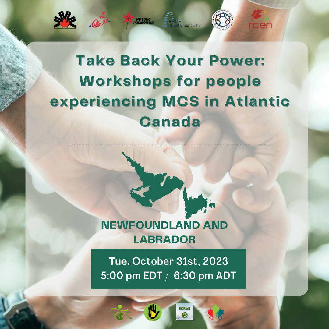 Take Back Your Power: Newfoundland and Labrador – Workshops for people experiencing MCS in Atlantic Canada